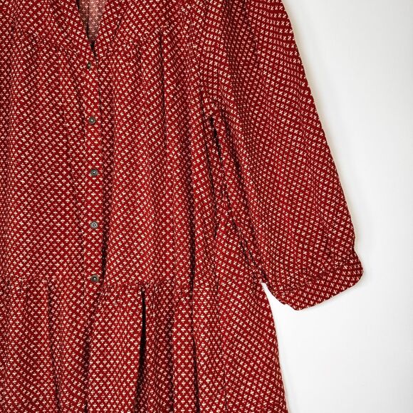 Holding Horses Anthropologie Tunic Top Small Boho Rust Red Peasant Style Tiered - Picture 3 of 13